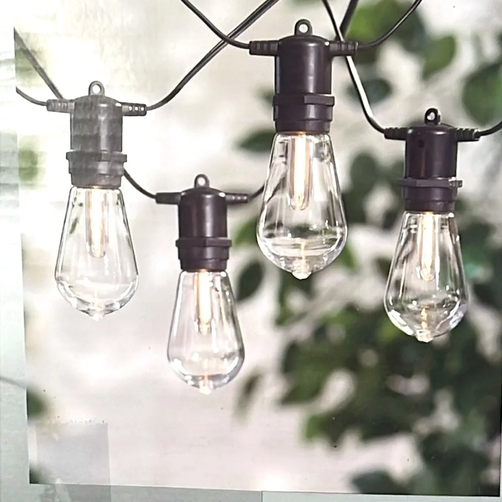 LED Filament Edison Outdoor Lights 10 ct String Black Wire House to Home